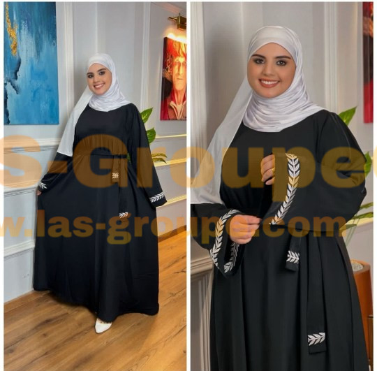 فستان طويل نسائي بتطريز أنيق وحزام - متعددة الألوان
